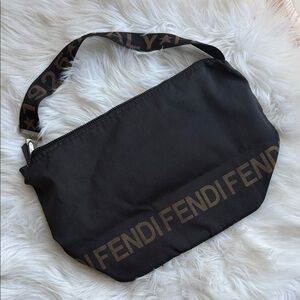 Authentic Fendi Black and Brown Logo Shoulder Bag